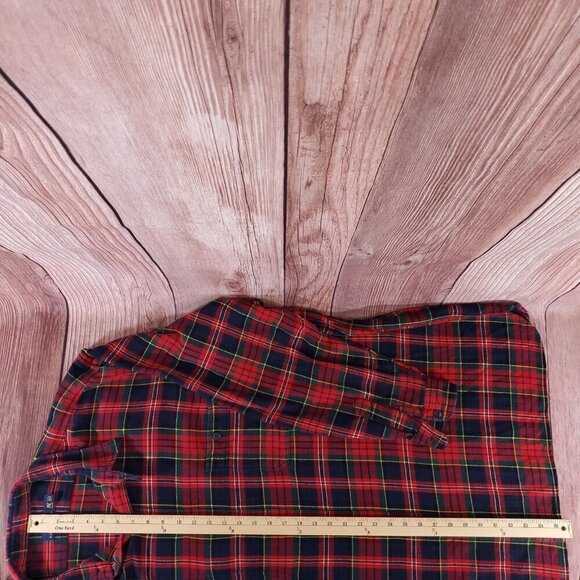 Polo Ralph Lauren Mens 3XLT Tall Red Tartan Plaid Heavy Flannel Button Up Shirt - Picture 14 of 14